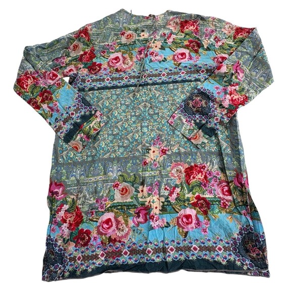 Johnny Was XS Blouse Vibrant Floral Cotton Embroidered Swing L/S Tunic Shirt - Picture 6 of 11